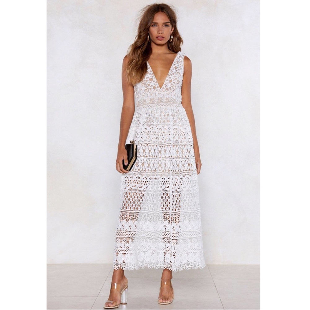 NastyGal White Lace Dress